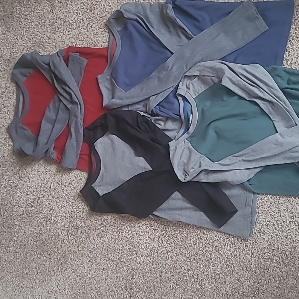 Four baseball style long sleeve shirts